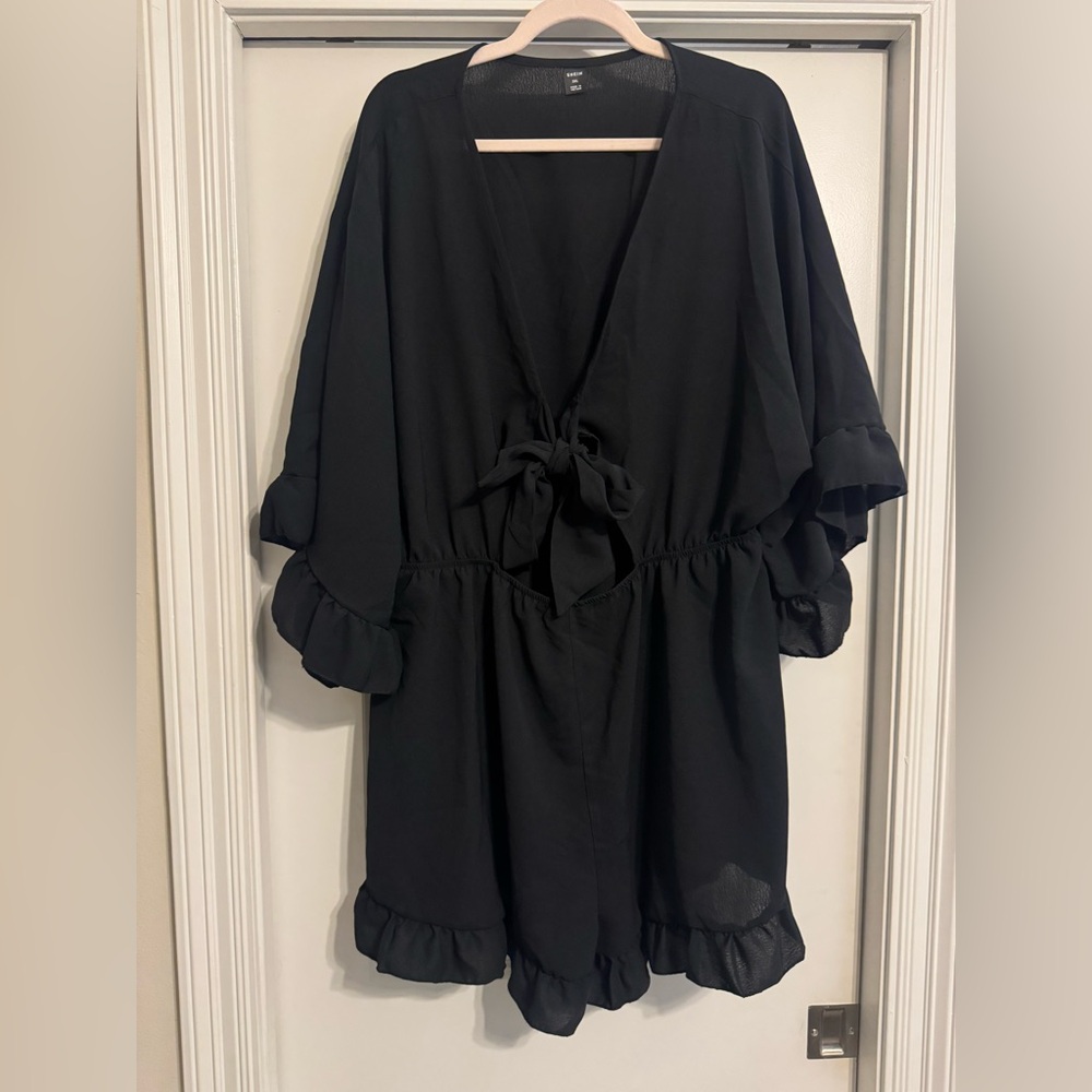 Ruffle Romper with Tie Front
